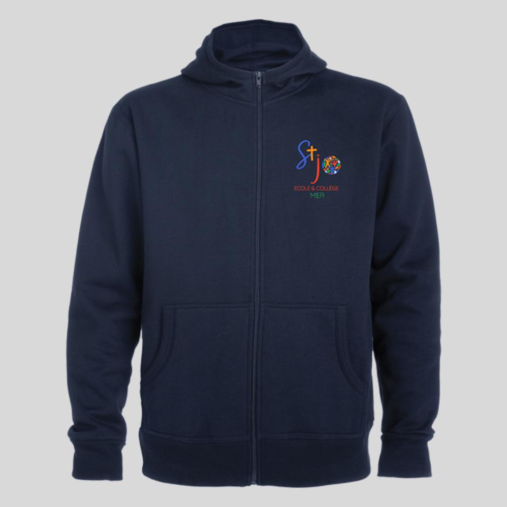 Sweat zippé à capuche — Bleu marine